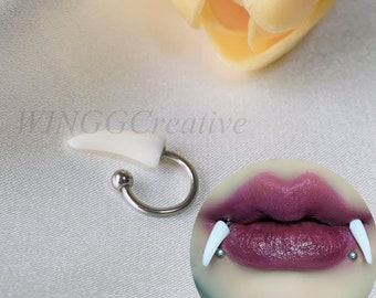 Canine Teeth Lip Ring, Punk Style Stud, Cartilage Tragus Piercing, Titanium Steel Tongue Stud, Body Piercing Jewelry, Nose Ring,Eyebrow Ring