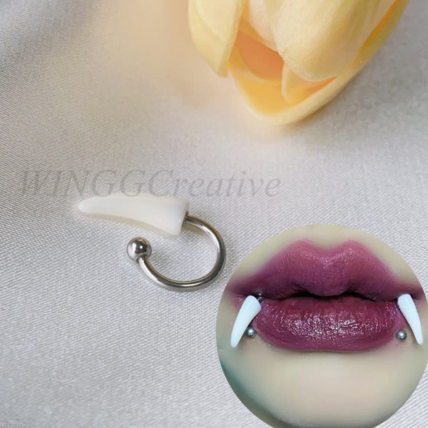 Canine Teeth Lip Ring, Punk Style Stud, Cartilage Tragus Piercing, Titanium Steel Tongue Stud, Body Piercing Jewelry, Nose Ring,Eyebrow Ring