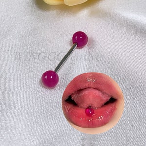 Luminous Tongue Stud, Barbell Tongue Jewelry, Candy Color Tongue Stud, Titanium Steel Tongue Stud, Tongue Barbell, Stud Piercing, Gifts