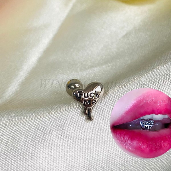 FUCK Me Barbell Tongue Ring, Letter Tongue Stud, Titanium Steel Tongue Stud, Tongue Barbell, Stud Piercing, Tongue Body Jewelry,Gift for Her