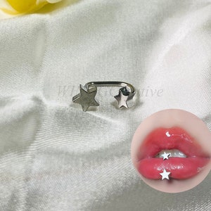 Piercing de lábio de estrela simples, anel de lábio doce, piercing de lábio de estrela, piercing de estilo punk, piercing de cartilagem, piercing de tragus, piercing de língua de aço de titânio