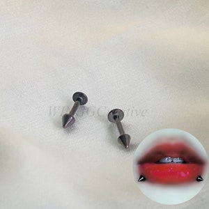 1pc Black Devil Lip Stud, Nose Ring, Eyebrow Ring, Tongue Ring, Cartilage Piercing, Tragus Piercing, Medical Titanium Steel, Body Piercing