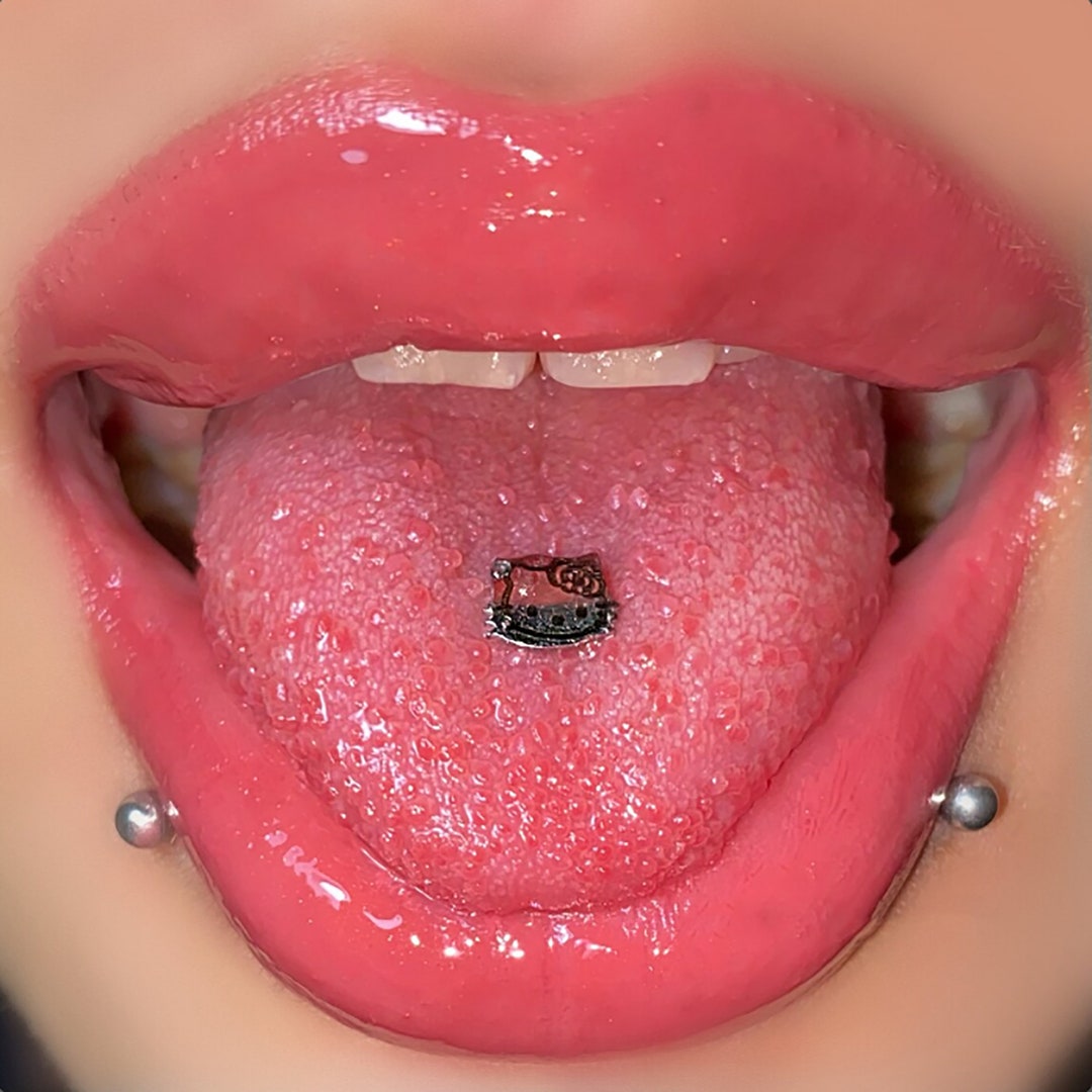 Cartoon Cat Barbell Tongue Ring Cute Cat Tongue Stud Tongue Barbell cat-sticking-out-tongue-leaves-internet-in-hysterics-never-change