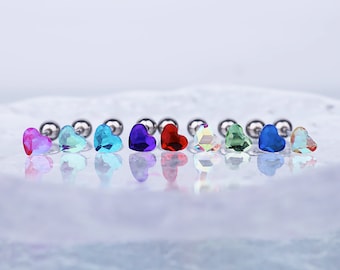 Piercing pour les lèvres coeur coloré, piercing lèvre, piercing pour le corps, clou de langue doux, piercing au cartilage, clou de langue en acier au titane, cadeaux