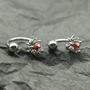 Red Spider Lip Ring, Y2K Lip Ring, Nose Ring, Eyebrow Ring, Cartilage Piercing, Tragus Piercing, Titanium Steel Charm, Body Piercing