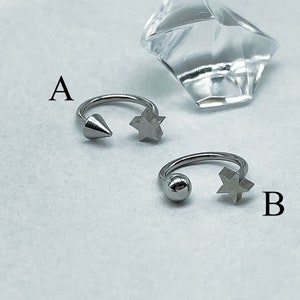 Anneau pour les lèvres démon étoile, piercing au tragus cool, anneau pour les lèvres personnalité, anneau pour sourcils tendance, bijoux de corps pour femme, piercing au cartilage pour fille image 10