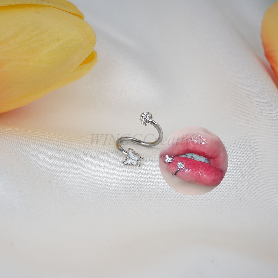 S Shape Butterfly Lip Ring, Sweet Lip Ring, Nose Ring, Lip