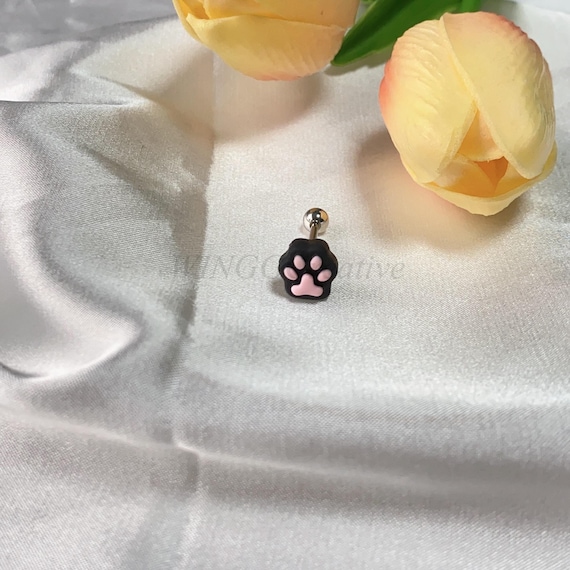 Cute Cat's Paw Tongue Stud, Punk Style Stud, Sweet Tongue Ring, Titanium Steel Tongue Stud, Stud Piercing, Tongue Barbell, Body Jewelry