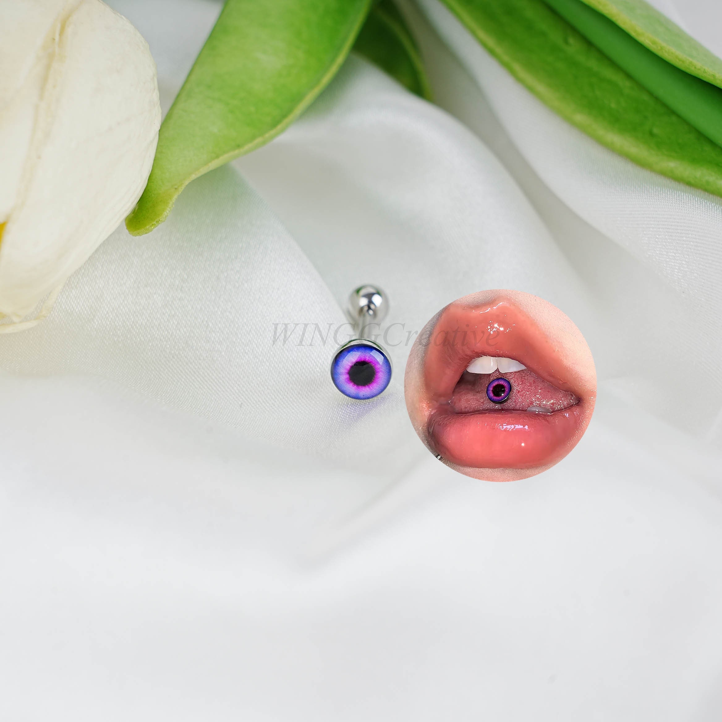 Purple Demon Eyes Tongue Stud Eye Tongue Ring Punk Style Stud Tongue Stud Piercing Charms Tongue Barbell Stud Piercing Tongue Jewelry Etsy