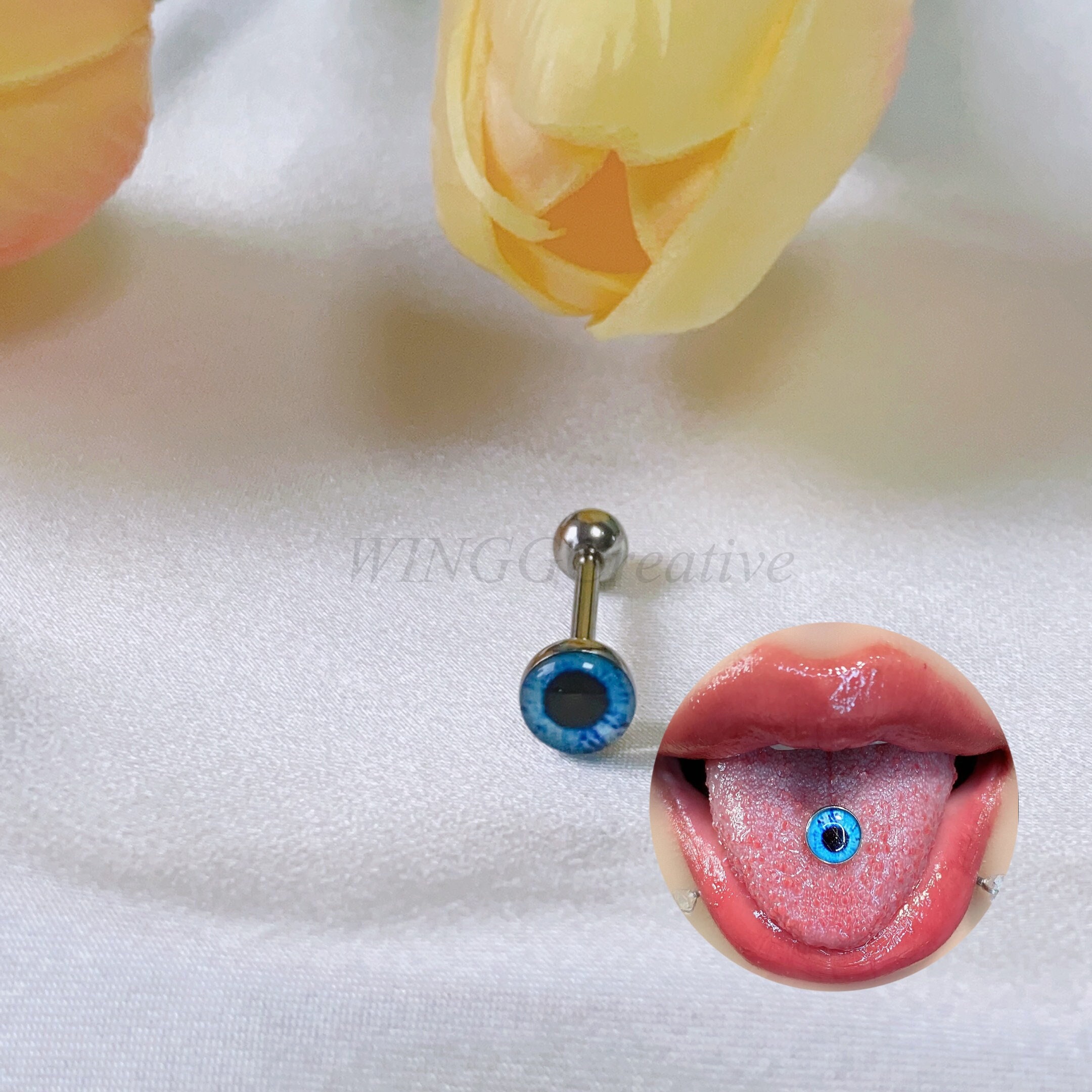 Evil eye 2024 tongue ring