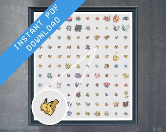 Pokémon (toutes les générations 1 à 8 et objets) - ensemble de motifs au point de croix