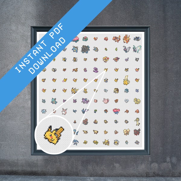 Pokémon (All Gen 1 - 8, and Items) - Cross Stitch Pattern Set