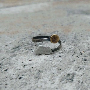 Pierścionek chmurka słońce srebro oksydowane | Sterling silver ring cloud sun oxidized