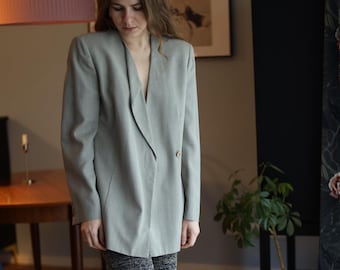 90's Vintage Giorgio Armani Slim fit classic blazer in light gray