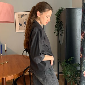 Vintage Wickelbluse in Schwarz von Hopsack Bild 3