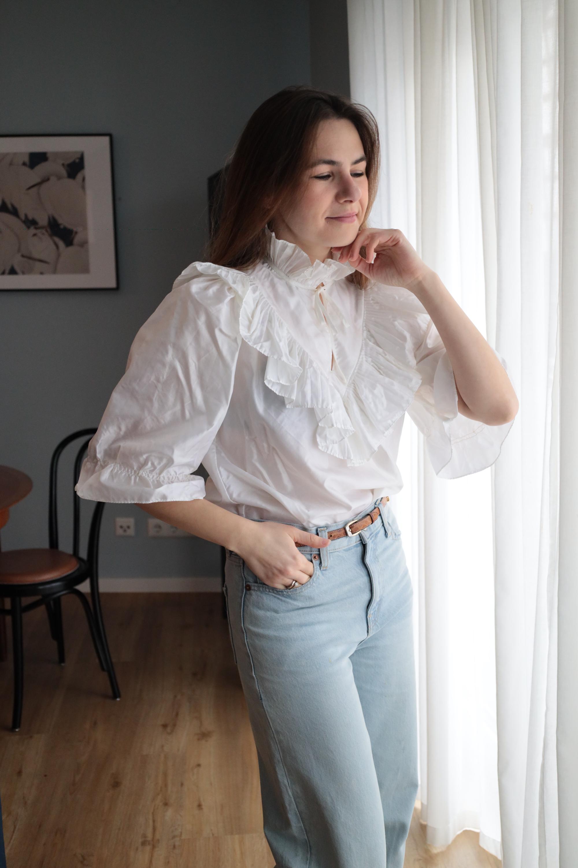 Vintage White Ruffled Blouse | 70s Style Blouse With Flounces | High ...