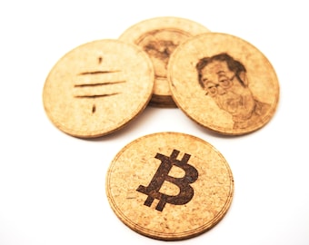 7x bitcoin coasters made of cork with different motifs l hodl my beer l beer coaster set