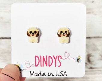 shih tzu  Earrings, Shih Tzu Puppy, Dog Lover, Kids dog stud earrings, Women Gift, kids Present, Birthday Gift For Her, dog lover gifts stud