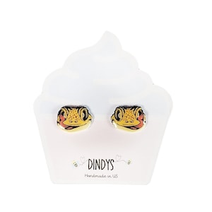 leopard gecko stud earrings, cute lizard stud earrings, getco lover gift, getco earrings, gecko lizard Jewelry, getco gifts kids, getco gift