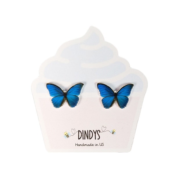 Blue Butterfly Stud Earrings, Animal Earrings, Vet Tech Gift, Veterinarian Gift, Zookeeper Gift, Cute Animal Earrings, Butterfly Earrings