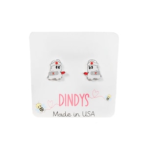 funny nurse stud earrings, boo boo nurse ghost, nursing student stud earrings, funny boo jewelry, funny nurse gifts, funny nurse jewelry