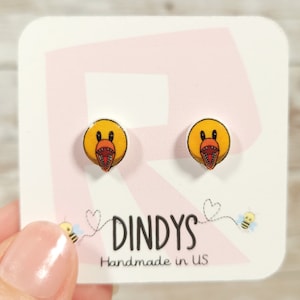 Yellow rainbow friends stud earrings for girls, gamer gifts for girls, rainbow friends birthday gifts favors, stud earrings for kids, gifts