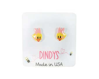 kawaii cute duck stud earrings, gifts for girls her, duck lover earrings gifts, Yellow Duck Earrings, Cute Duck Studs, Kawaii Duck Earrings