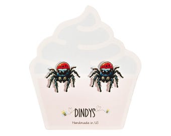 ジャンピングスパイダースタッドピアス、昆虫愛好家へのギフト、クモ愛好家へのギフト、かわいいクモスタッド、風変わりな動物のピアス、面白い昆虫ジュエリー、スパイディ