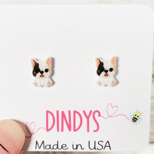 cute French Bulldog stud earrings, Gift for bulldog lovers, cute dog earrings, Dog Lover Gift, Dog Gift, Sister Gift, Gift for Her, gifts