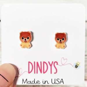 cute Pomeranian stud earrings, dog jewelry, pomeranian jewelry, Pom Earrings, Dog Earrings, Gift for Dog Lover, Pom Mom Earrings, dog lover