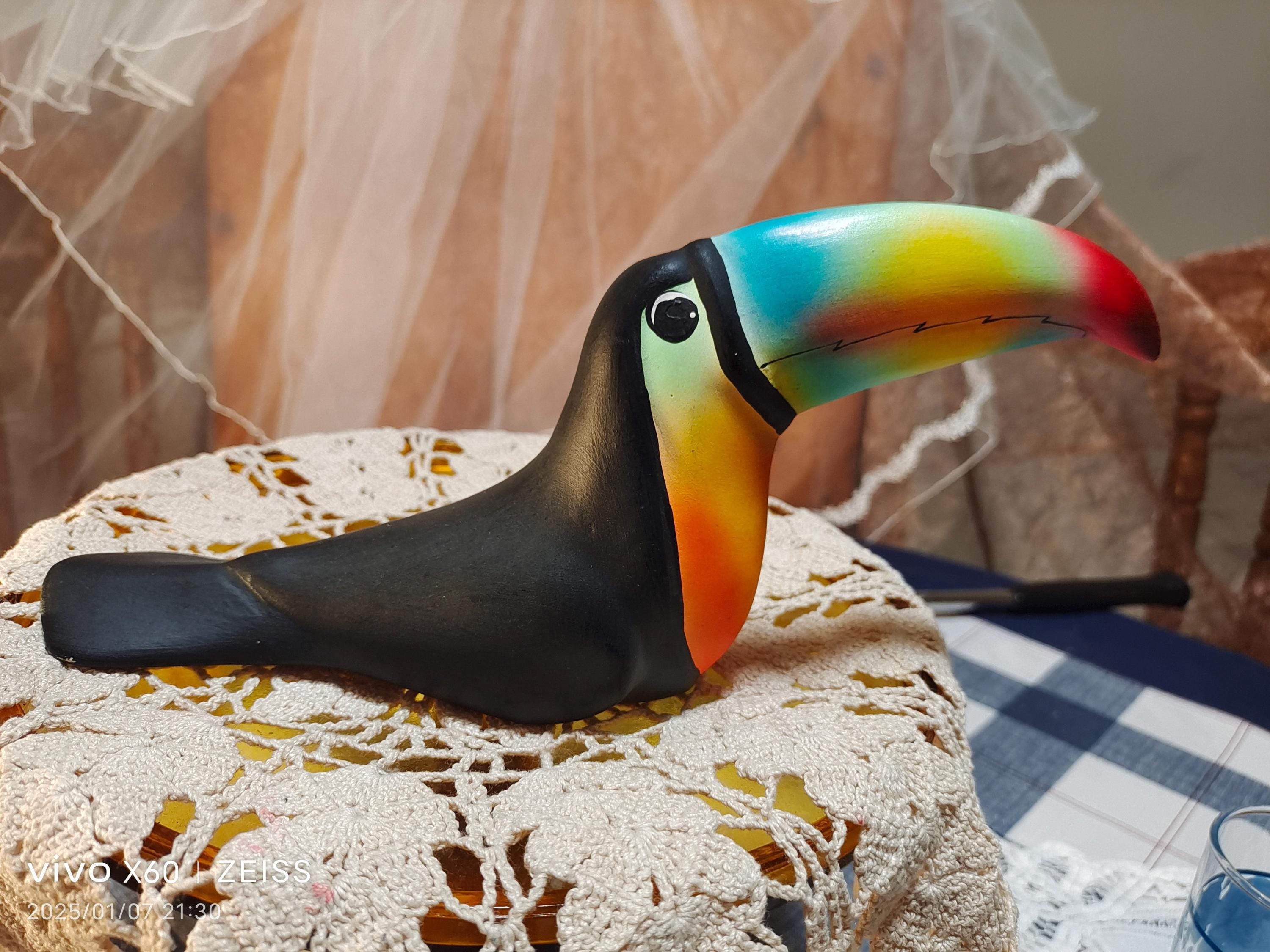 One Big Ceramic Toucan Bird Figurine, Colorful Toucan Décor
