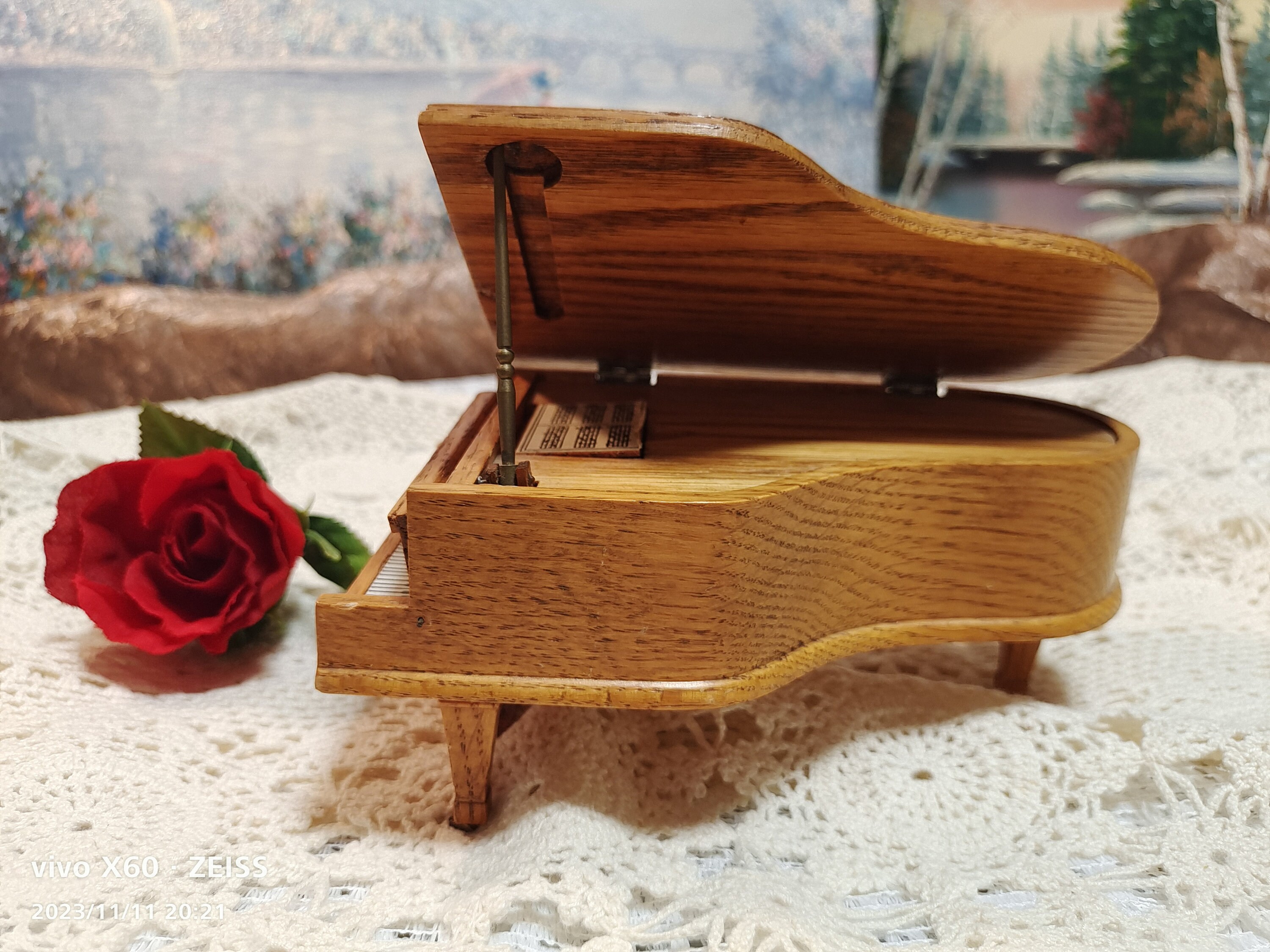 Vintage Wood Miniature Grand Piano Music Box - Etsy