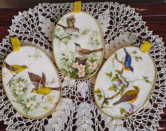 Rare find  A set of 3 unique vintage Birds and Cherry Blossoms hanging picture