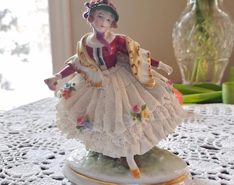 Antique Dresden Germany Volkstedt Lace Porcelain Figurine - Etsy