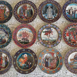 A set of 12 Russian Fairy Tales Collectors Plates Heinrich Villeroy & Boch Full-1980-1983 8 1/2&quot;