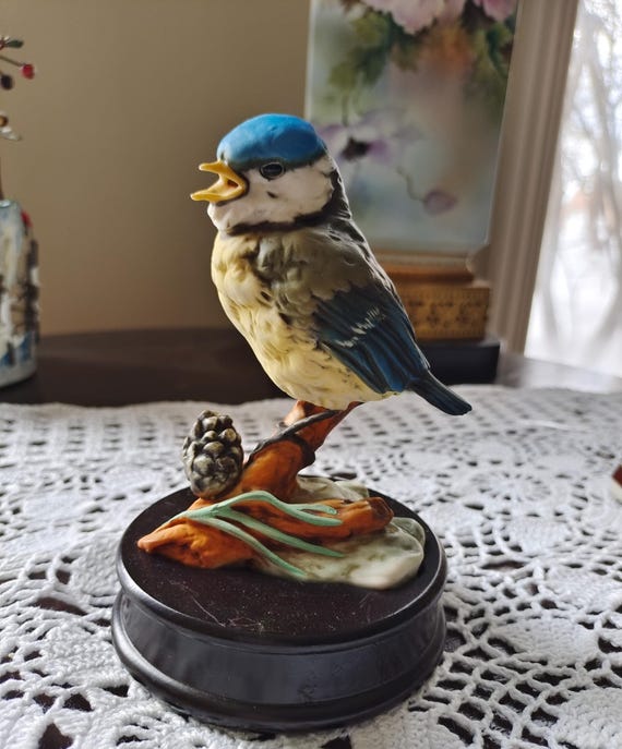 かっきー【Vintage Ceramic Figurine】 Kaiser Blue Tit Figurine, Hand Painted Porcelain Bird, Germany - Etsy