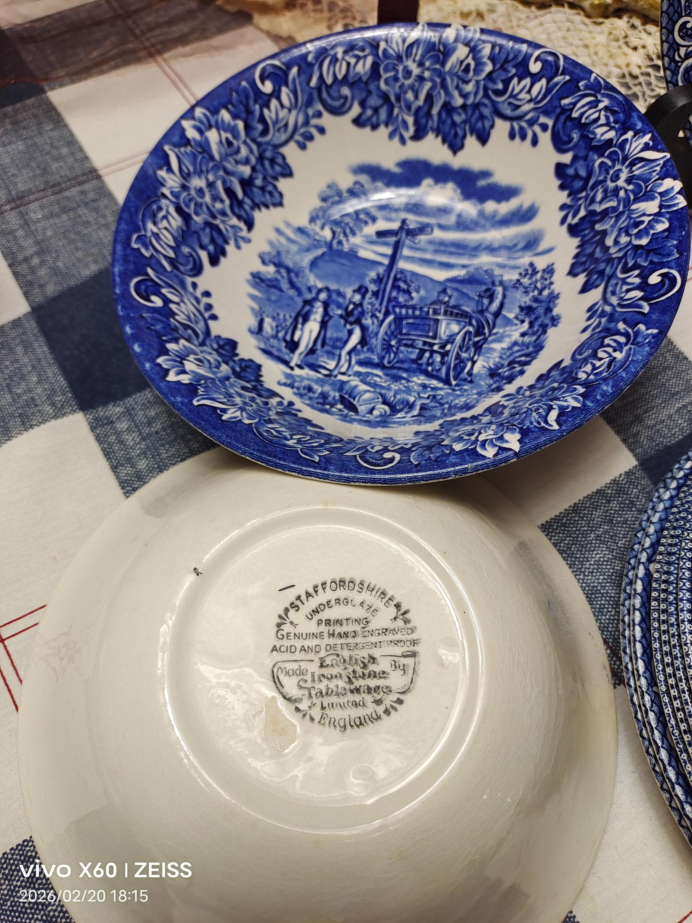 Vintage Blue & White Transferware Plate and Bowl Collection – Mixed ...