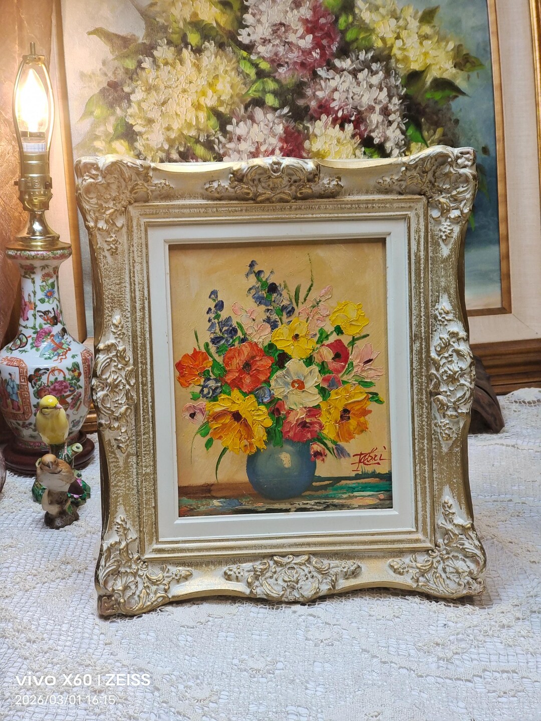 Vintage Original Oil Painting – Colorful Floral Still Life – Signed ...