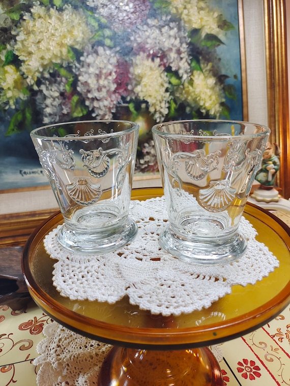 2 La Rochere Versailles Double Old Fashioned Whiskey Glasses, Footed Glasses, Tumbler Made in France
