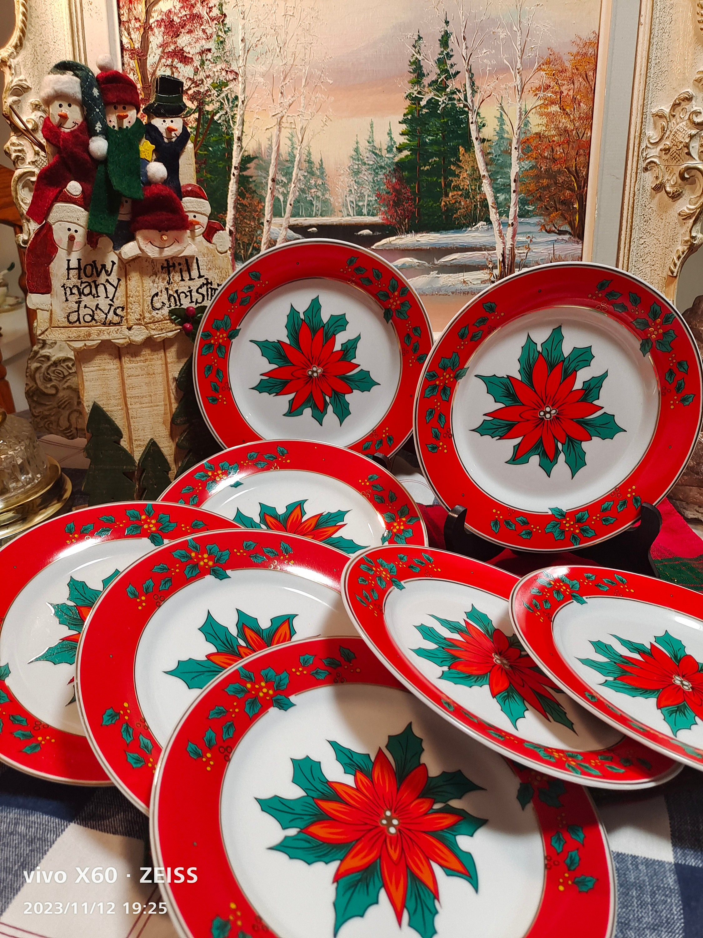 Royal Heritage Collection Poinsettia Christmas Dishes Vintage Fine Porcelain Teacup Set Etsy