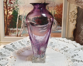 ムラーノ手吹きアメジストアートガラスチューリップ型花瓶 - Etsy 日本