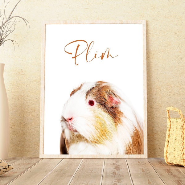 Custom Guinea Pig Portrait, Digital Download, Hamster Portrait, hamster Memorial, Guinea pig Owner Gifts, Custom Pet Portrait