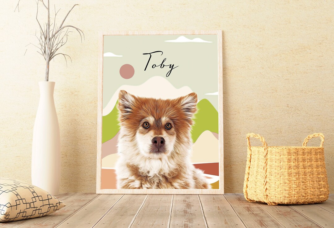 DIGITAL DOWNLOAD Custom Pet Portrait From Photo PRINTABLE Wall Art Personalized Dog Wall Art Dog