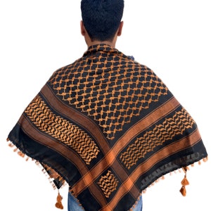 Palestine Keffiyeh Shemagh Scarf, Palestine Military Commando Special Eddition Black Brown Shemagh Scarf, Head Wrapped Kufiyeh, Men Clothing