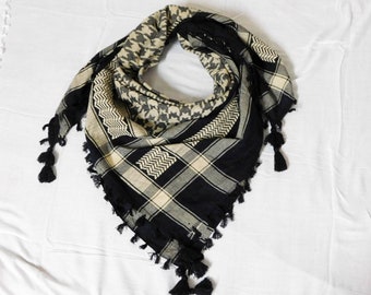 Palestine Shemagh Keffiyeh Scarf, All Season Black And Brown Colour Keffiyeh, Hijab, Face Cover Mask, Birthday Gift, Gift For Him
