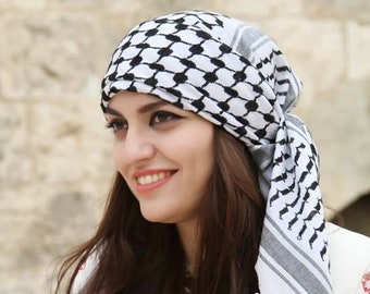 Palestine Shemagh Keffiyeh Scarf Black on White Heavy Kufiya Arafat Hatta Hirbawi Keffiyeh, Palestine Flag, Free Palestine Keffiyeh, Unisex