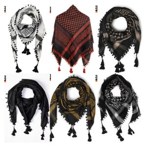 Foulard palestinien Keffieh noir et blanc 100 x 100 cm coton Ghoutra Carré  Cache-col arabe Accessoire de mode Vêtement : : Mode