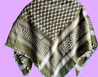 Palestinian Keffiyeh Shemagh Scarf 48*48, All Season Cotton Arafat Hatta Arab Style Kufiya, Palestine Tradition Scarf Gift For Nikah