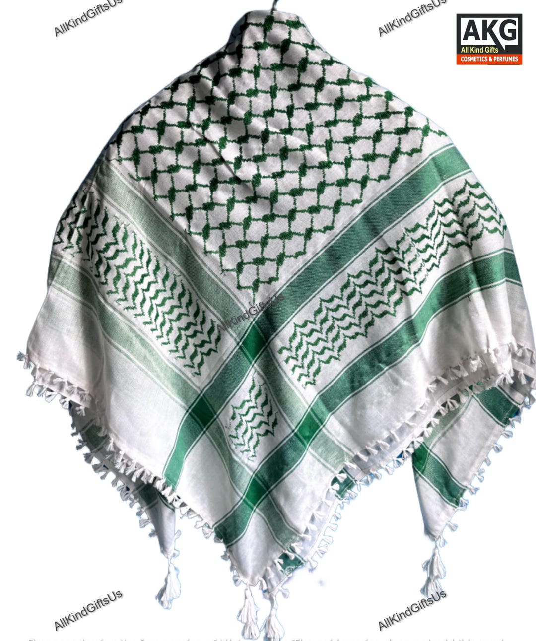 Palestine Shemagh Keffiyeh Islamic Arab Scarf White Green Kufiya Arafat ...