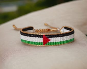 Handmade Free Palestine Flag Bracelet, Unisex Palestine Keffiyeh Bracelet, Palestine Jewellery, Gaza, Palestine Keffiyeh Bracelet